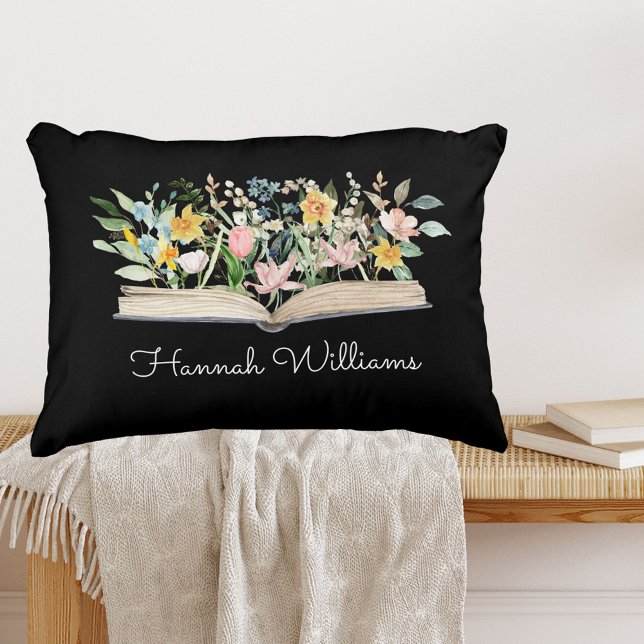 Watercolor Book Flower Floral Teacher Appreciation Accent Pillow (In situ)