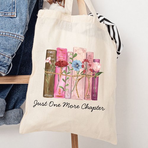 Watercolor Book Flower Pink Purple Reading Quote Tote Bag