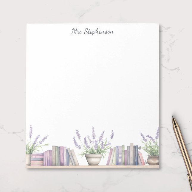 Watercolor Book Lover Lavender Flowers  Notepad (Creator Uploaded)