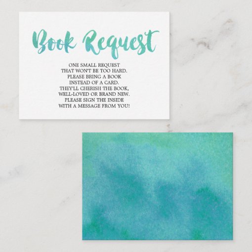 Watercolor Book Request Invitation Insert | Zazzle
