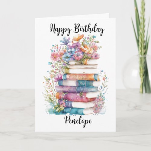 Watercolor Bookish Birthday Card