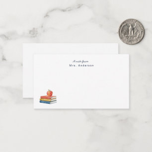 Watercolor Books and Apple Teachers Little Note Card