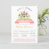 Watercolor Books & Brunch | Red Unisex Baby Shower Invitation (Standing Front)