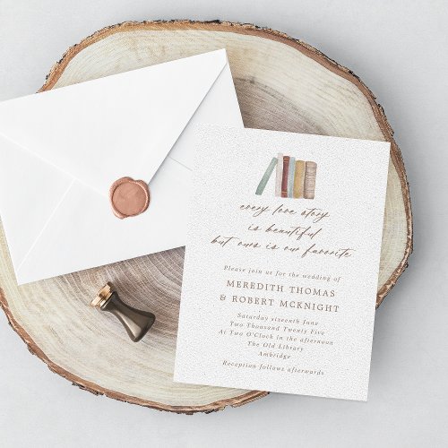 Watercolor Books Every Love Story Wedding Invitati Invitation