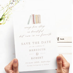 Watercolor Books Every Love Story Wedding Save The Date