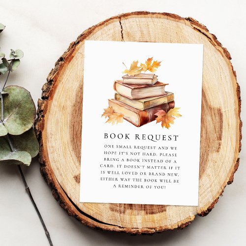Watercolor Books Fall Baby Shower Book Request Enclosure Card