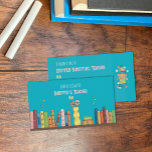 Watercolor Books Sub Teacher Teal Business Card