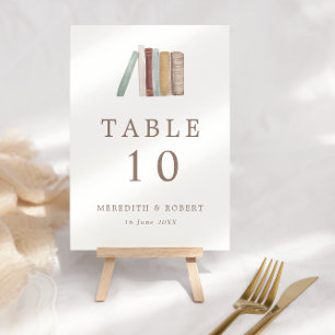 Watercolor Books Theme Wedding Table Number