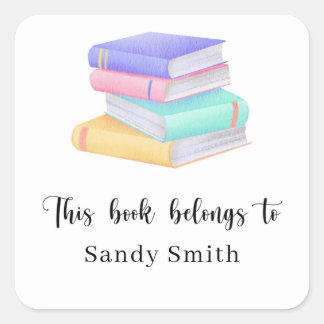 Watercolor books - This book belongs to Square Sticker