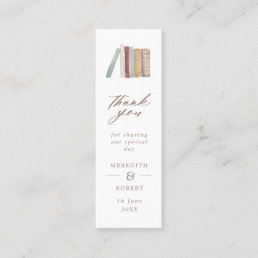 Watercolor Books Wedding Favor Thank You Bookmark  Calling Card