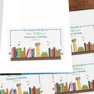 Watercolor Bookshelf Classroom Library Bookplates
