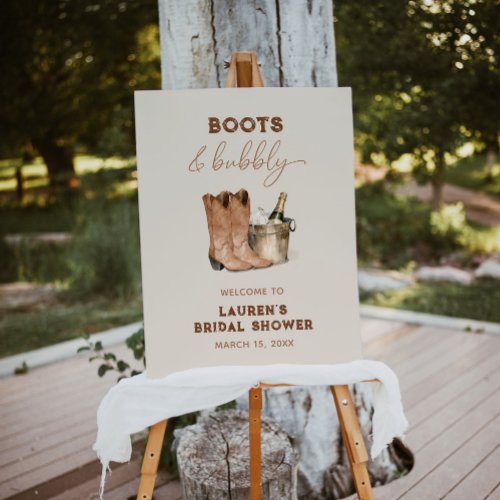 Watercolor Boots  Bubbly Bridal Shower Welcome Foam Board