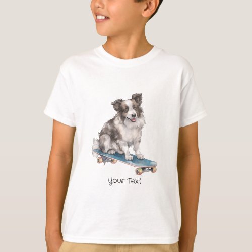 Watercolor Border Collie Boy T_Shirt 