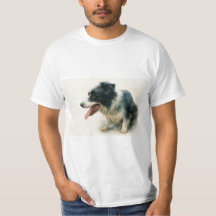 Watercolor Border Collie Dog Art T-Shirt
