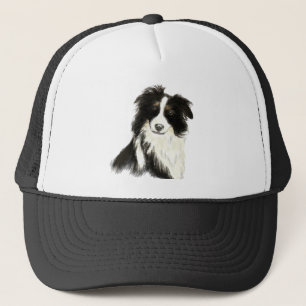 Watercolor Border Collie Dog Pet Animal Art Trucker Hat