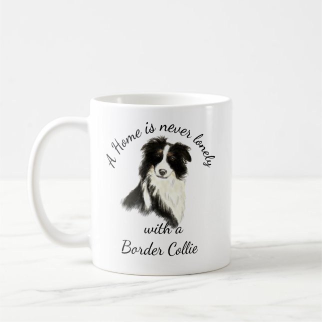 Watercolor Border Collie  Dog Pet Animal Coffee Mug (Left)