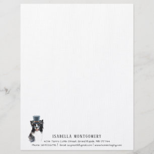 Watercolor Border Collie Letterhead
