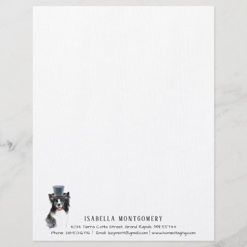 Watercolor Border Collie Letterhead