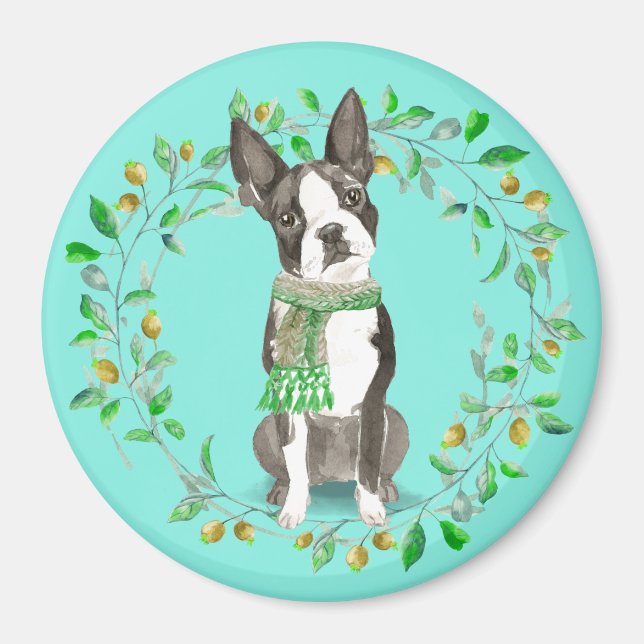 Watercolor Boston Terrier Bestie Magnet (Front)
