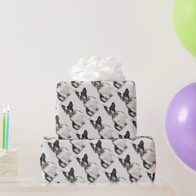 Watercolor Boston Terrier Dog Pet Animal  Wrapping Paper (Party Gifts)