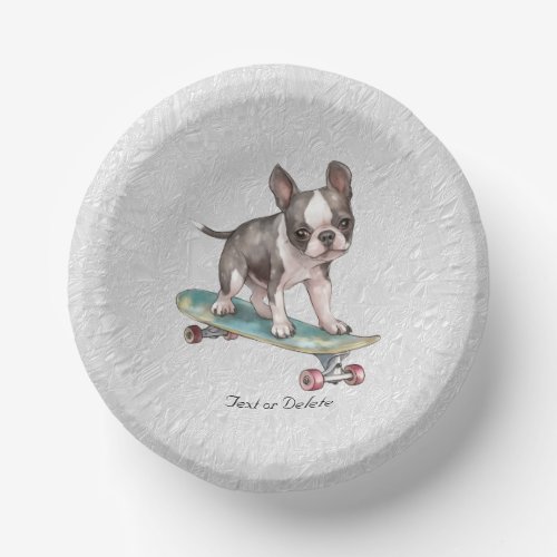 Watercolor Boston Terrier Paper Bowl