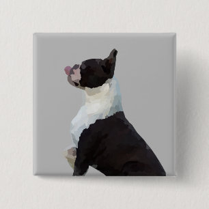 Watercolor Boston Terrier Pin Button