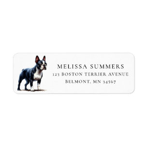 Watercolor Boston Terrier Return Address Label