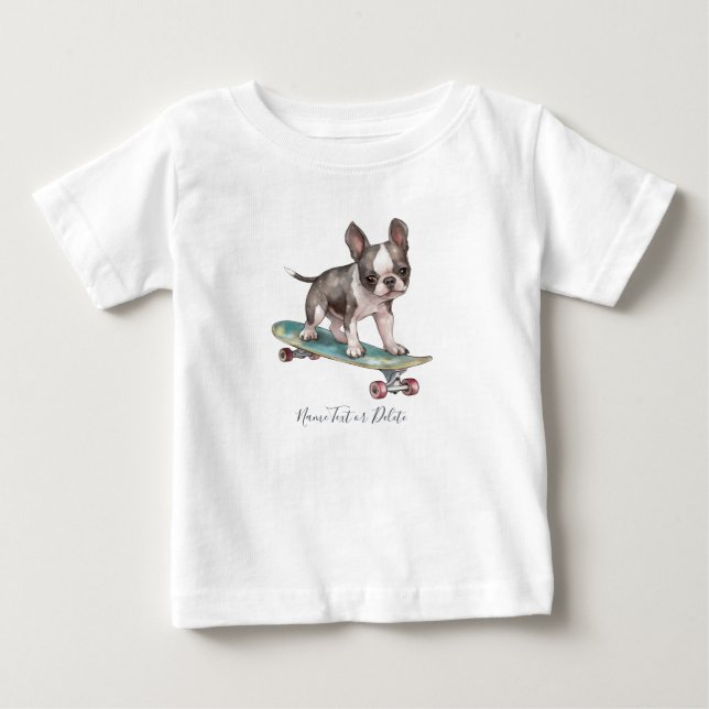 Watercolor Boston Terrier T-Shirt (Front)