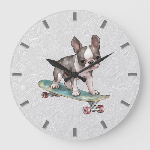 Watercolor Boston Terrier Wall Clock
