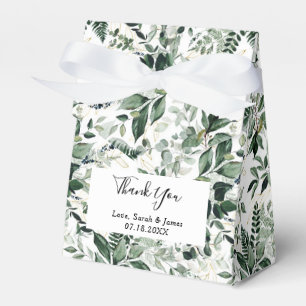 Watercolor Botanic Greenery Leaves Wedding Favor Boxes
