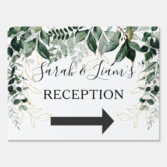 Watercolor Botanic Greenery Wedding outdoor yard  Sign (Front)