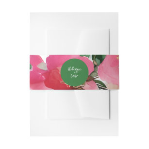 Watercolor Botanical Anemone Floral Green Wedding Invitation Belly Band