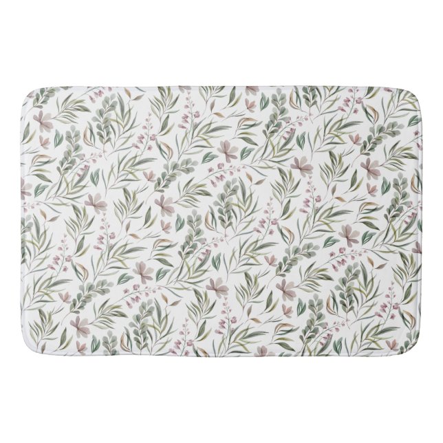 Watercolor Botanical Bath Mat (Front)