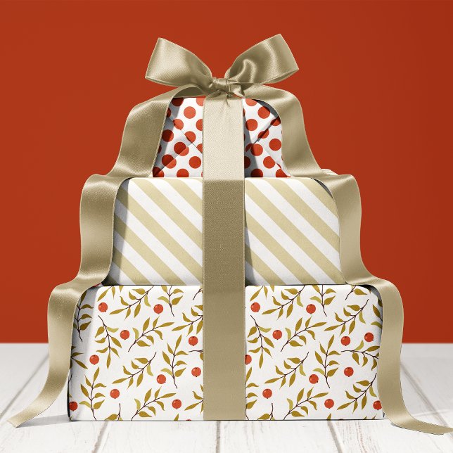 Watercolor Botanical Berries Holiday Wrapping Paper Sheets (Creator Uploaded)