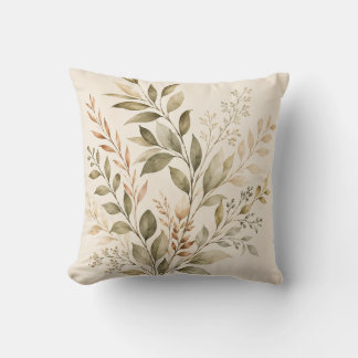 Watercolor Botanical Branches Decorative Pillow