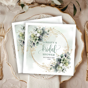 Watercolor Botanical Bridal Shower Party Napkins