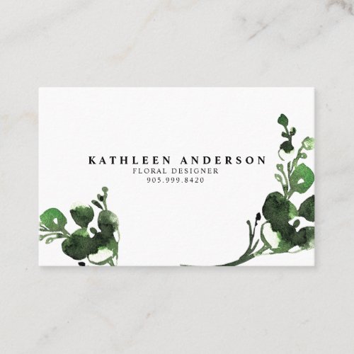 Watercolor Botanical Business Card with QR Code