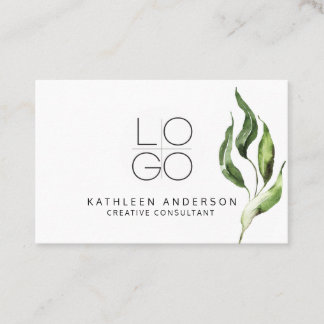 Watercolor Botanical Business Card with QR Code