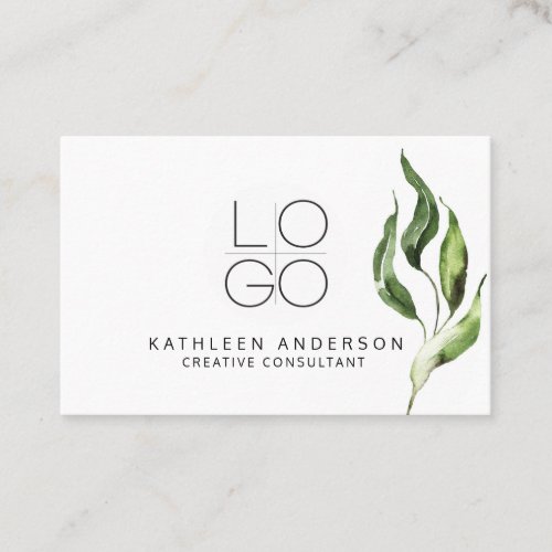 Watercolor Botanical Business Card with QR Code