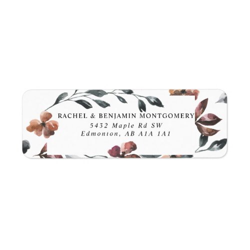 Watercolor Botanical Chic Wedding Flowers Label