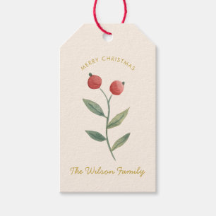 Watercolor Botanical Christmas Gift Tags Minimal