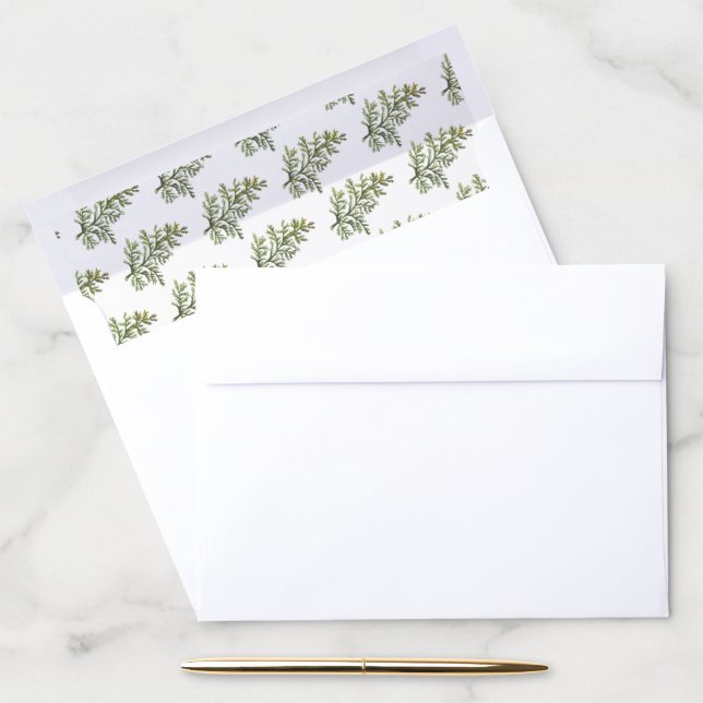 Watercolor Botanical Christmas Wedding Envelope Liner (Desk)