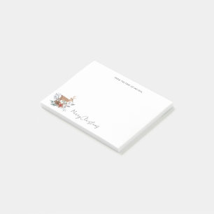 Watercolor Botanical Deer Christmas Holiday Post-it Notes