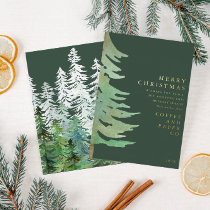 Watercolor botanical elegant corporate Christmas Foil Holiday Card