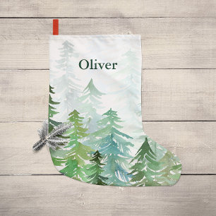 Watercolor botanical elegant modern family gift large christmas stocking