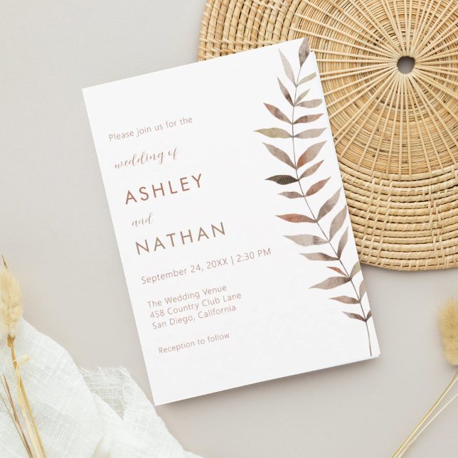 Watercolor Botanical Eucalyptus Leaf Stem Wedding Invitation (Creator Uploaded)
