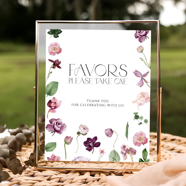 Watercolor Botanical Favors Please Take One Poster (Creator Uploaded)