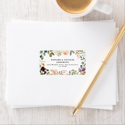 watercolor botanical floral and foliage label