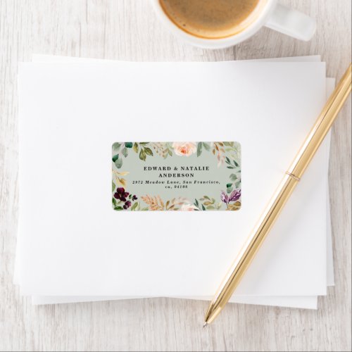 watercolor botanical floral and foliage label