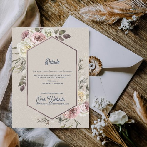 Watercolor Botanical Floral Arch Wedding Details Enclosure Card